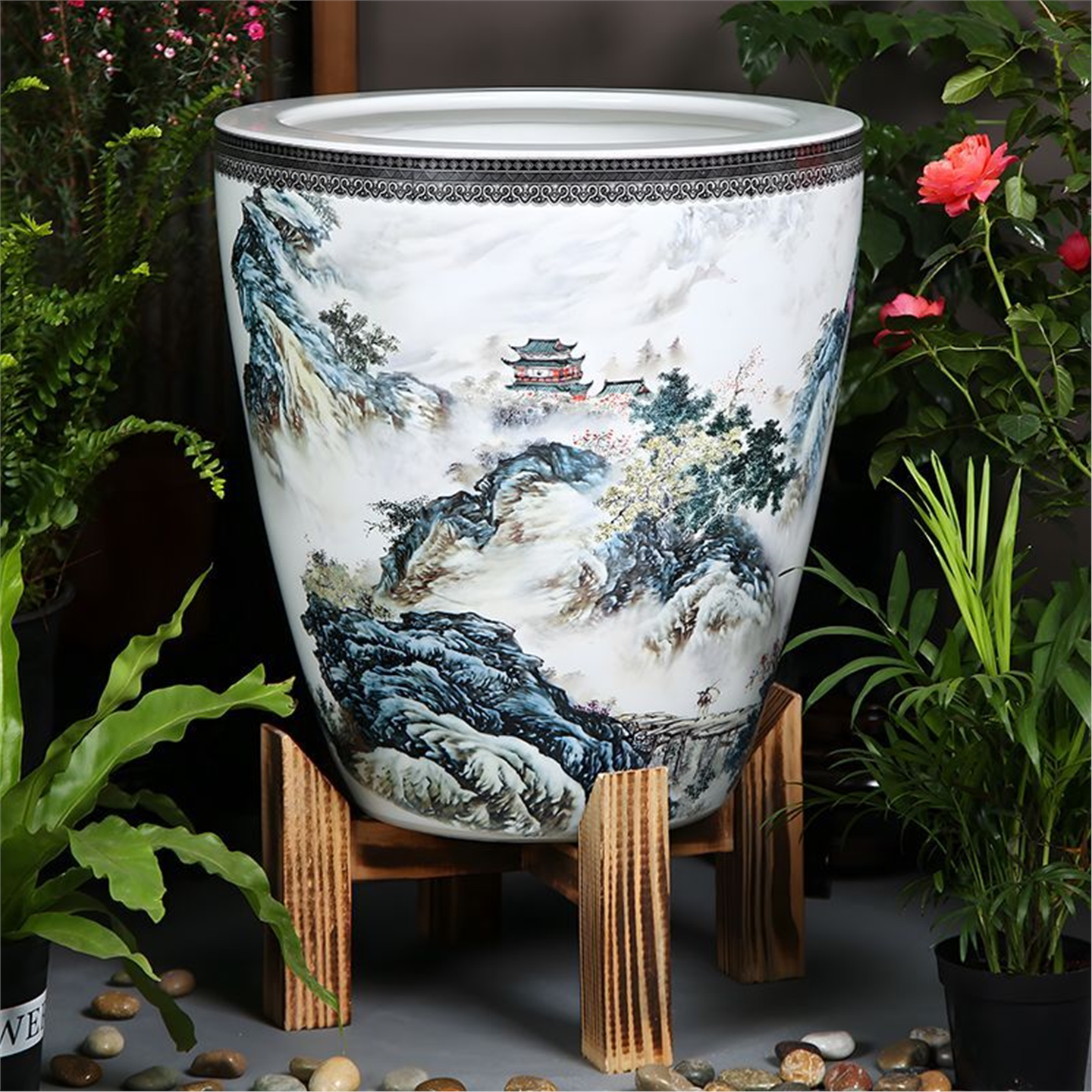大容量加高收纳水缸荷花书