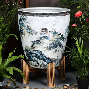 大容量加高收纳水缸缸缸荷花书房画卷碗阳台字卷莲盆陶瓷庭院鱼缸