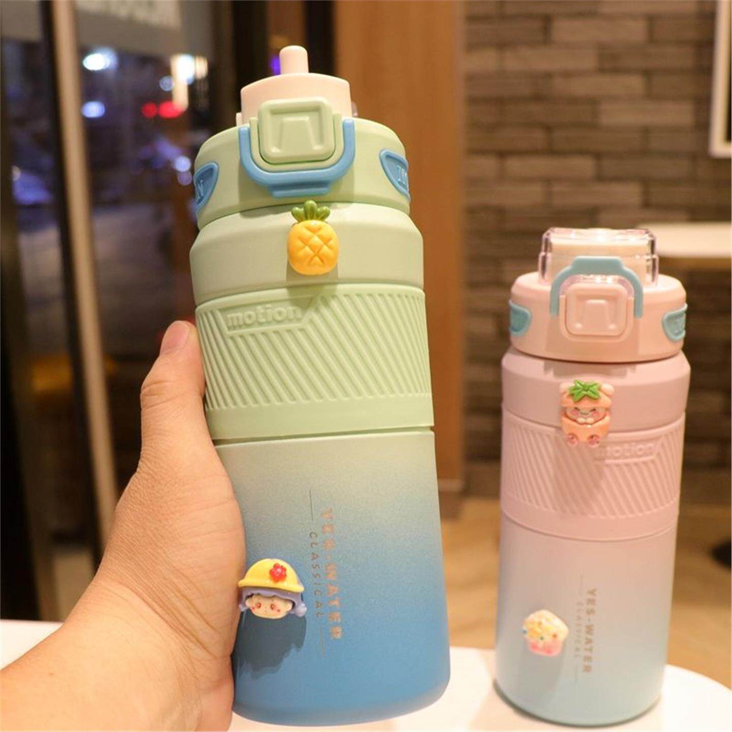 不锈钢吸管杯子直饮颜值双