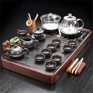 台茶盘茶海实木新款上石茶排水水家用套组一体全自动底部托盘茶具
