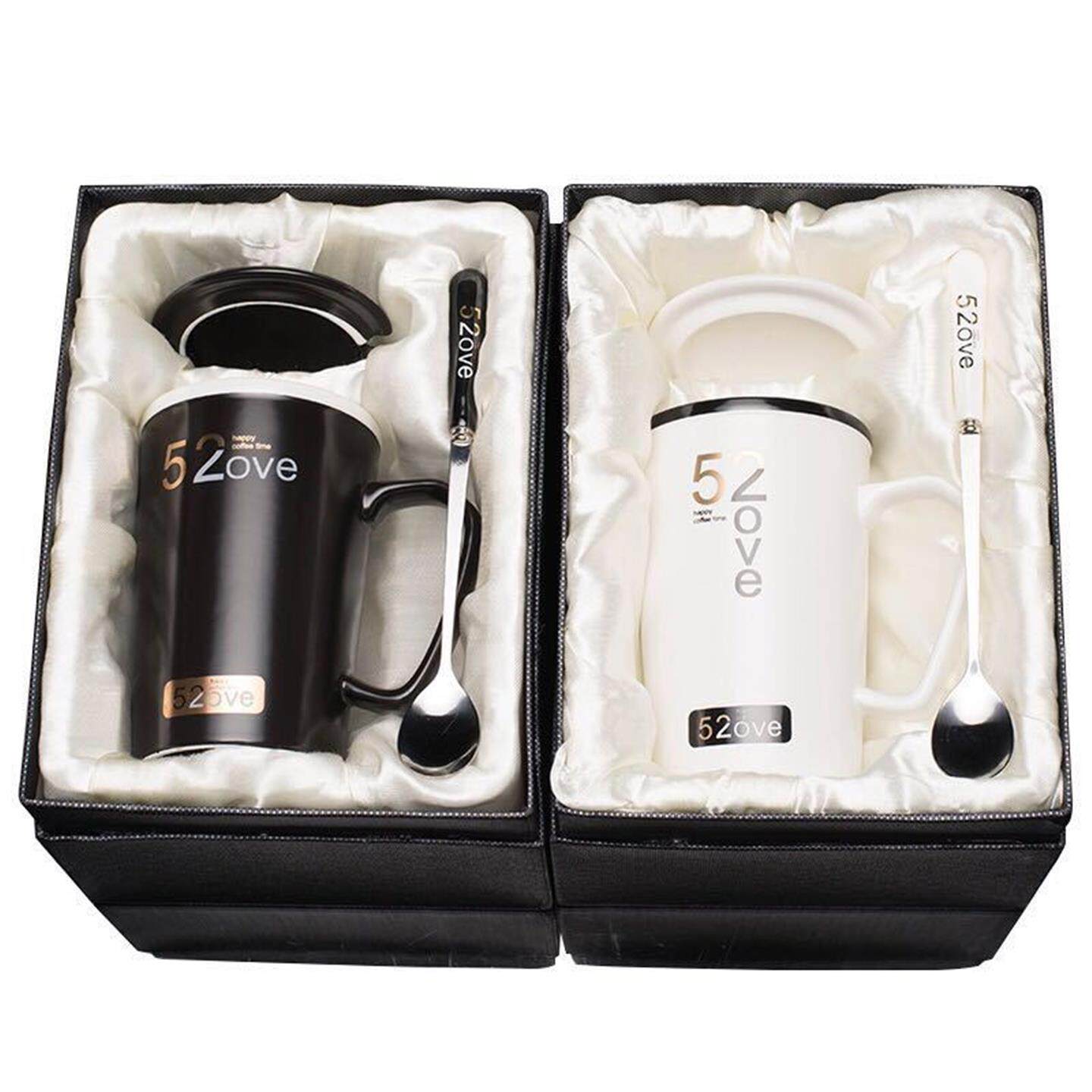 学生马克杯陶瓷杯杯带盖办公室咖啡杯早餐水杯韩版勺子女情侣牛奶