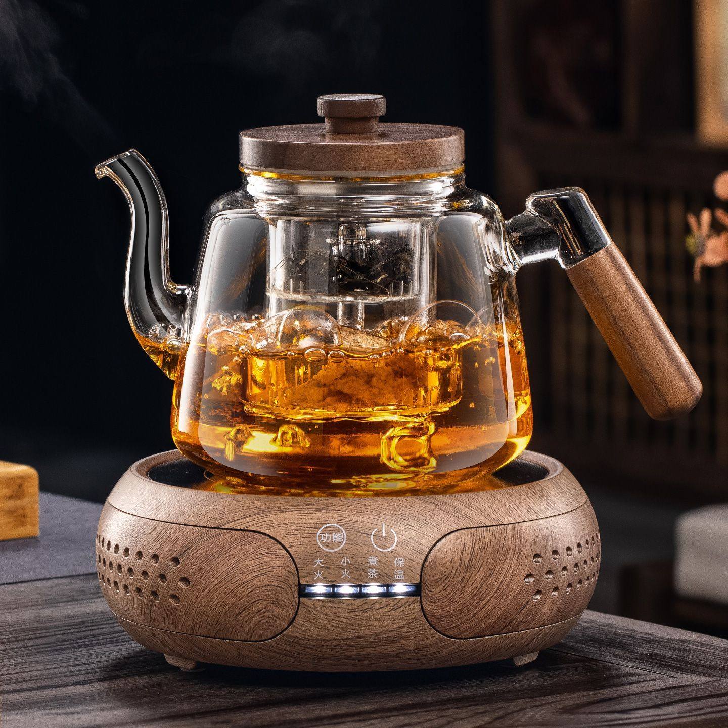 茶具煮茶茶壶蒸煮新款煮加厚水壶一体侧器玻璃套装烧电陶炉把2026