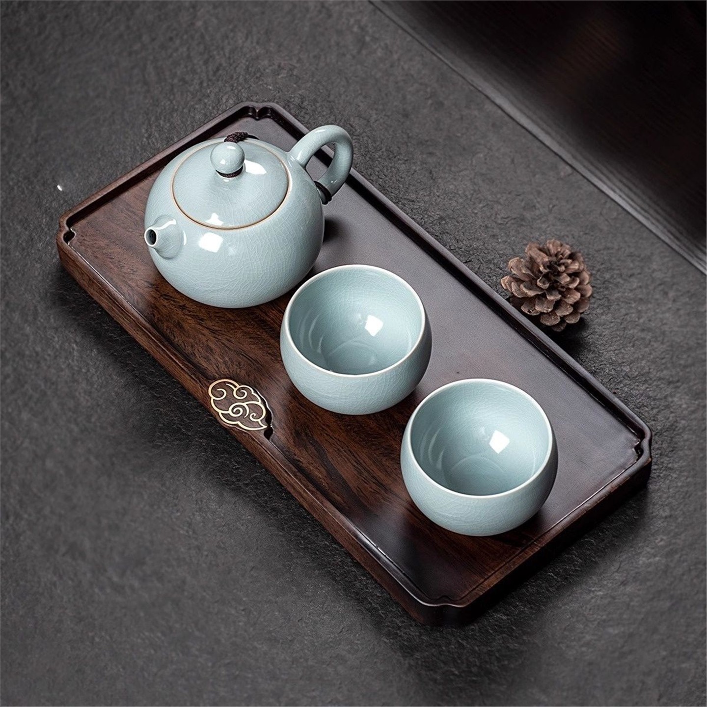 汝窑家用两杯中式茶壶西施