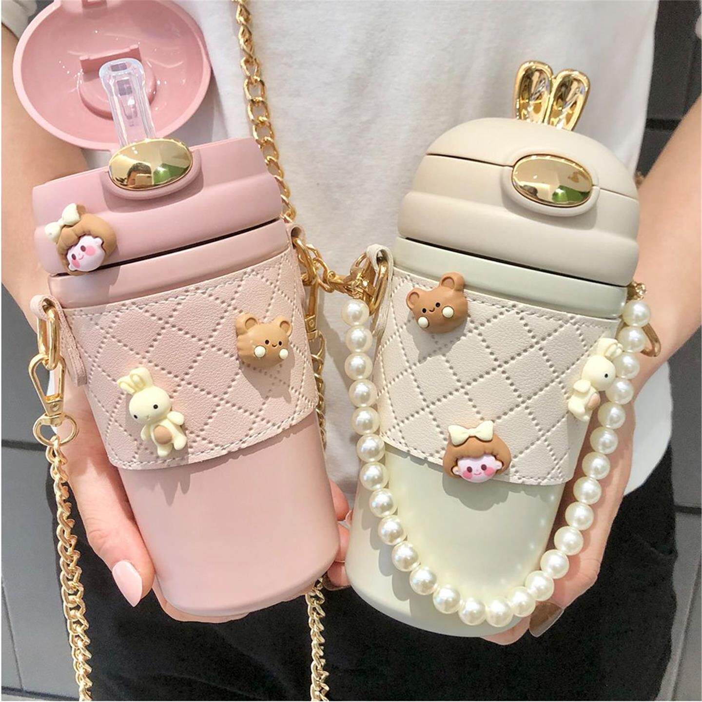 高颜值香风便携挎保温杯水杯小杯子精致吸管斜简约女高级可爱女生