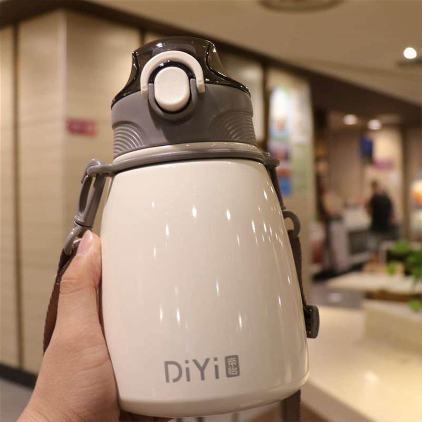 女大肚杯子简约学生水壶水杯杯大容量便携吸管网红保温杯儿童背带