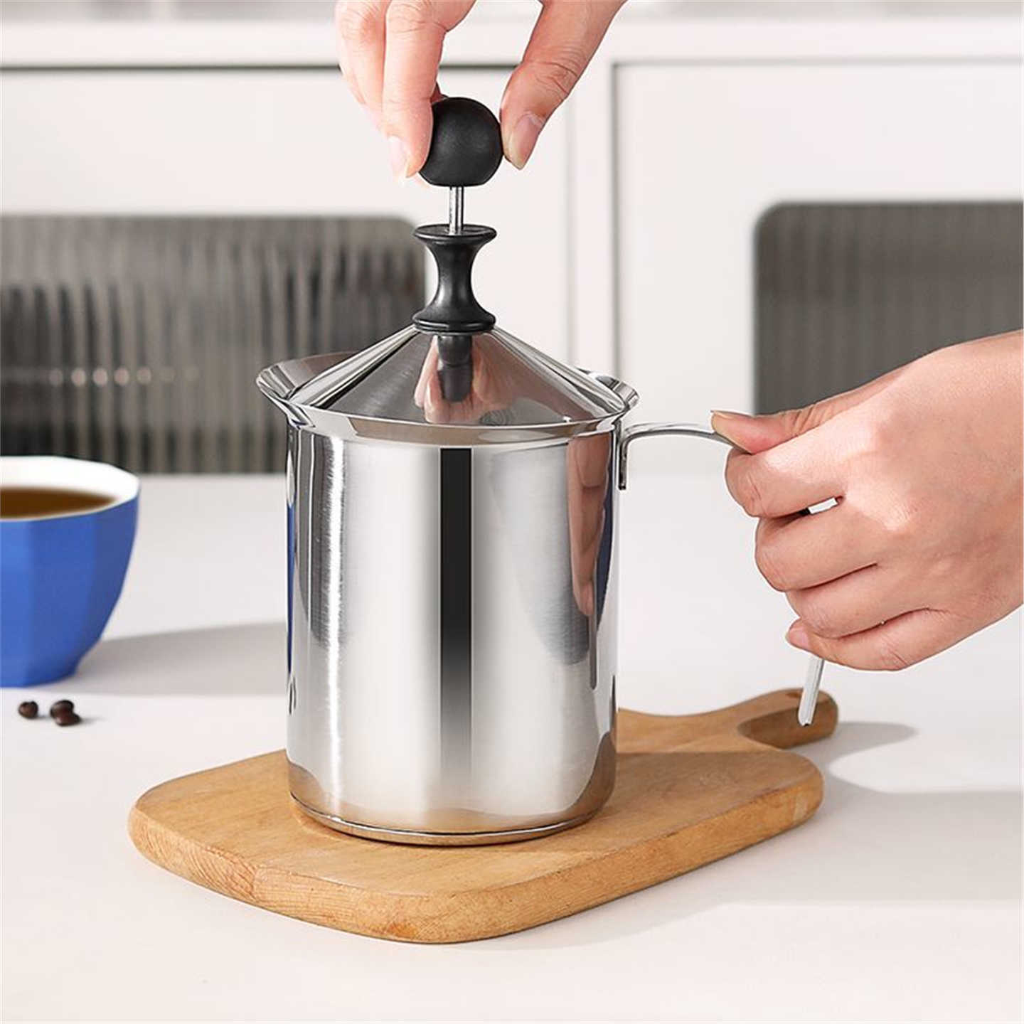 不锈钢打奶泡器手动抽冷热