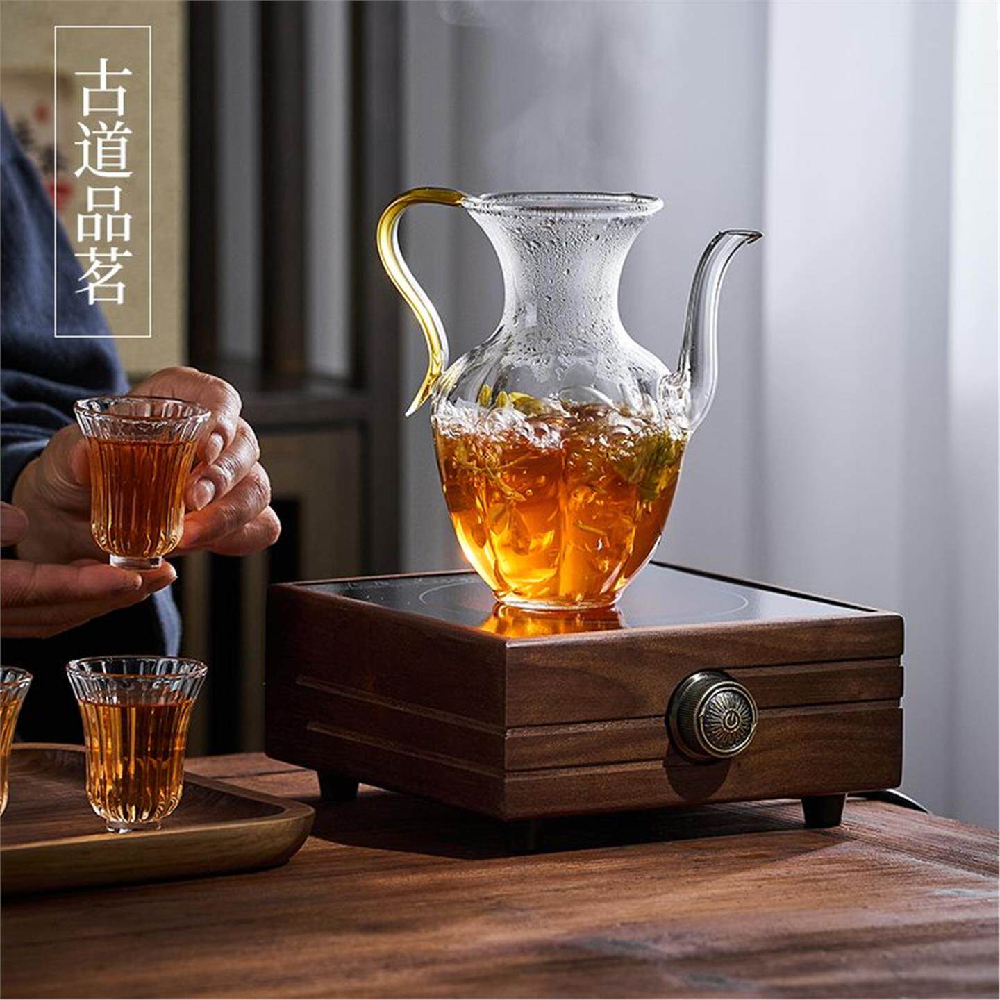 家用复古宋茶壶莲花茶壶小花茶手柑泡小青耐高温绿茶煮执壶玻璃