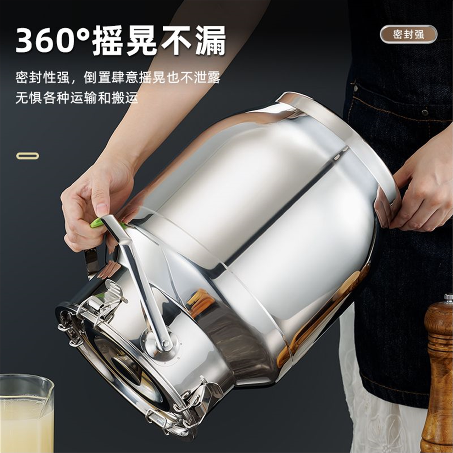 鼓形不锈钢密封罐加厚提桶