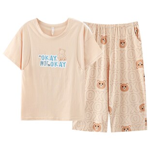 产后家居服两件套夏装 月子服夏季 纯棉短袖 孕妇哺乳睡衣女夏款 薄款