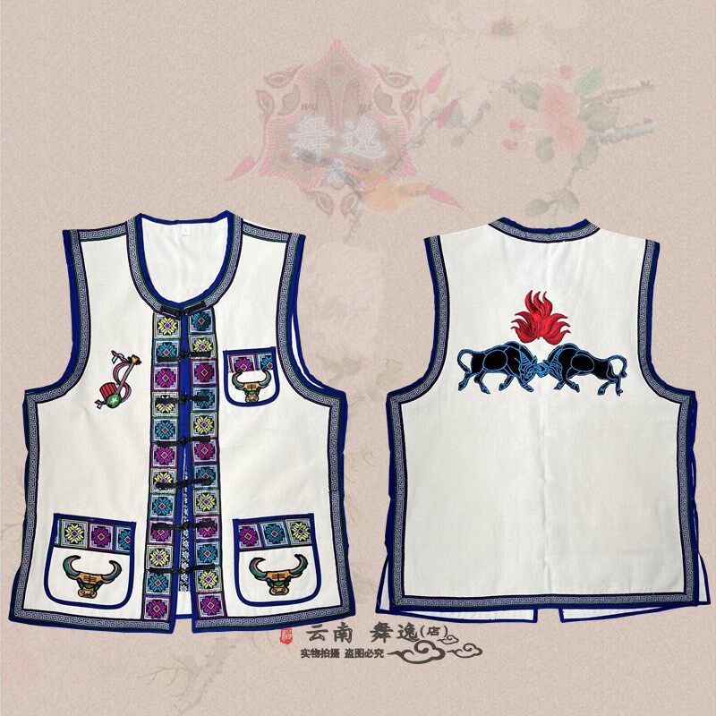 精品男士多款式帆布绣花马甲粗棉布马甲白族彝族火把节外穿马卦