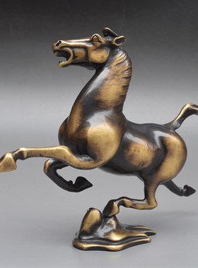 纯铜马踏飞燕摆件生肖成功马装饰品铜奔马客厅摆设工艺品