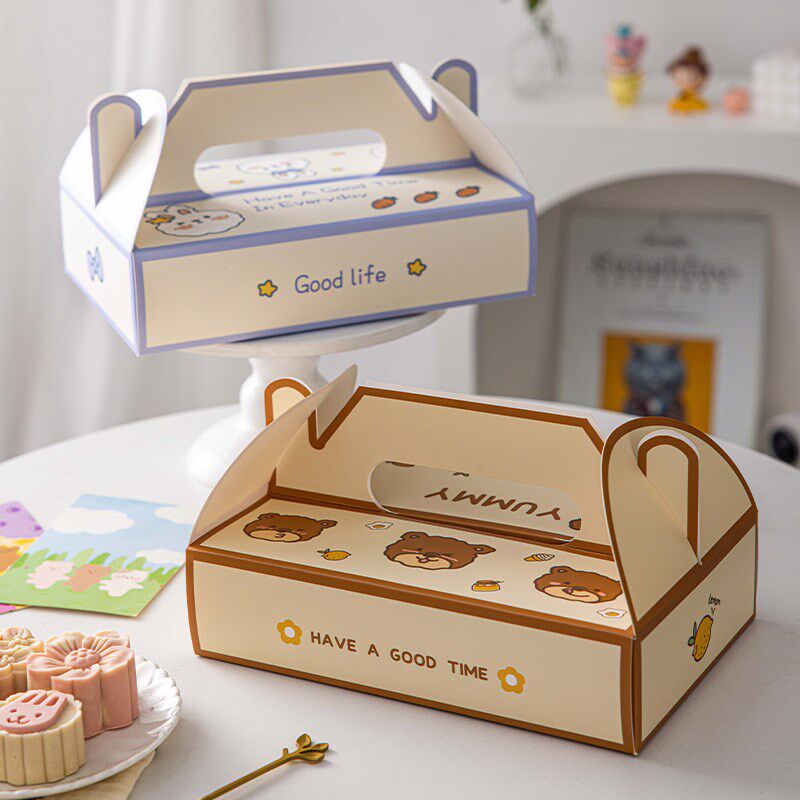 中秋节蛋黄酥包装盒礼品零食空盒新款卡通手提创意礼品盒月饼盒