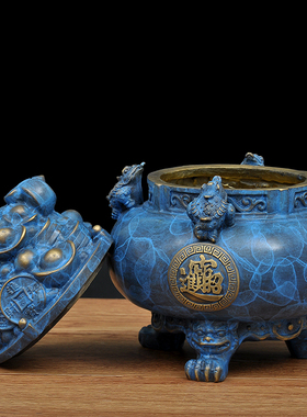 金蟾招财摆件纯铜聚宝盆开盖店铺开业礼品装饰家居客厅办公室摆设