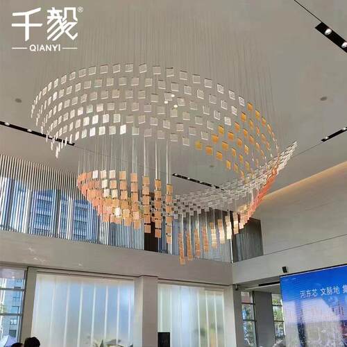 中山工厂酒店大堂工程售楼部别墅挑空亚克力灯具灯饰吊灯灯水晶