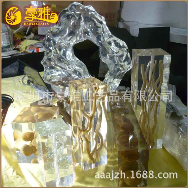 亚克力木头台灯座 亚克力镶嵌木头 亚克力内嵌树木台灯座发