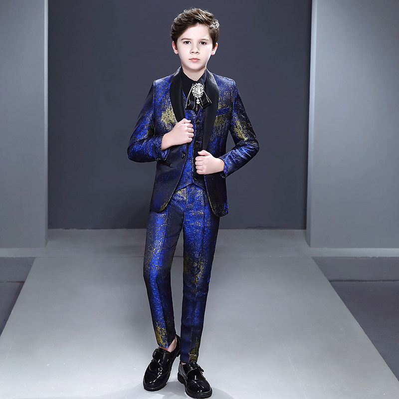 儿童主持人礼服走秀演出服男童西装中大童西服小西装套装马甲外套