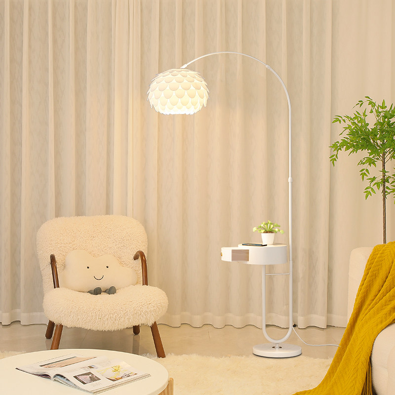 花朵钓鱼灯落地灯客厅沙发边几卧室床头网红法式奶油风氛围感台灯