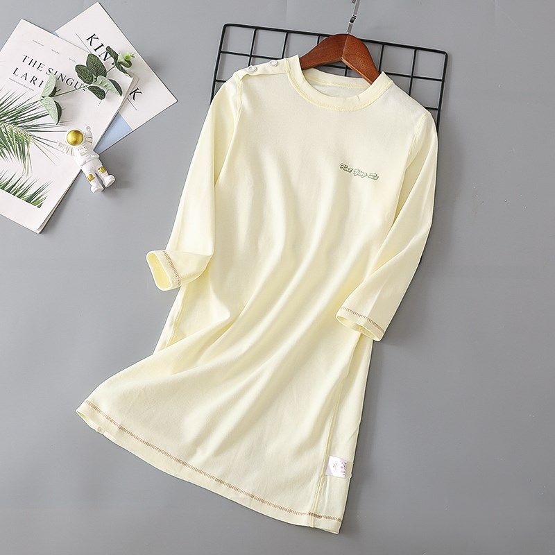 春秋儿童睡袍纯棉男孩女童家居服睡衣宝宝睡裙中大童长袖浴袍A类