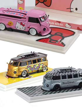 FlameModel大众T1面包皮卡车1:64 Kombi宽体可乐涂装合金汽车模型