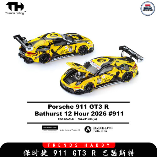 保时捷911GT3R巴瑟斯特1比64车模