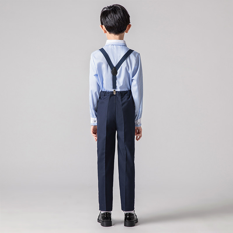 儿童礼服套装小男孩表演主持人花童背带裤男童钢琴合唱演出服装春