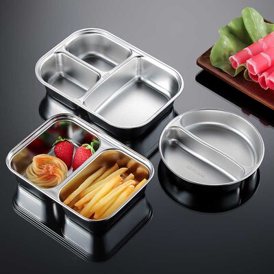 304不锈钢儿童餐盘调料盘分格小吃盘菜盘幼儿园学生餐盒韩式餐具