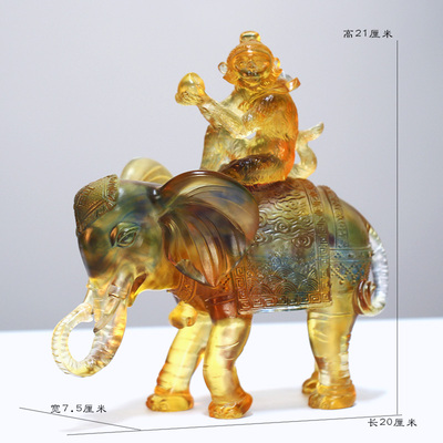 琉璃大象生肖猴子创意摆件居家客厅摆放装饰商务同事送礼封侯拜相