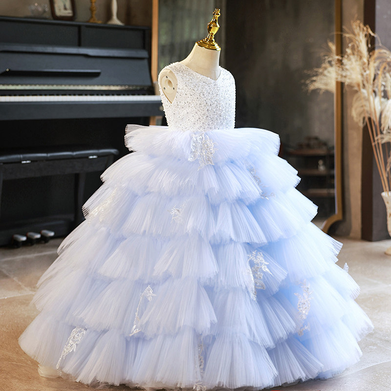 儿童礼服女童走秀轻奢小众高端生日宴公主裙女孩钢琴主持人演出服