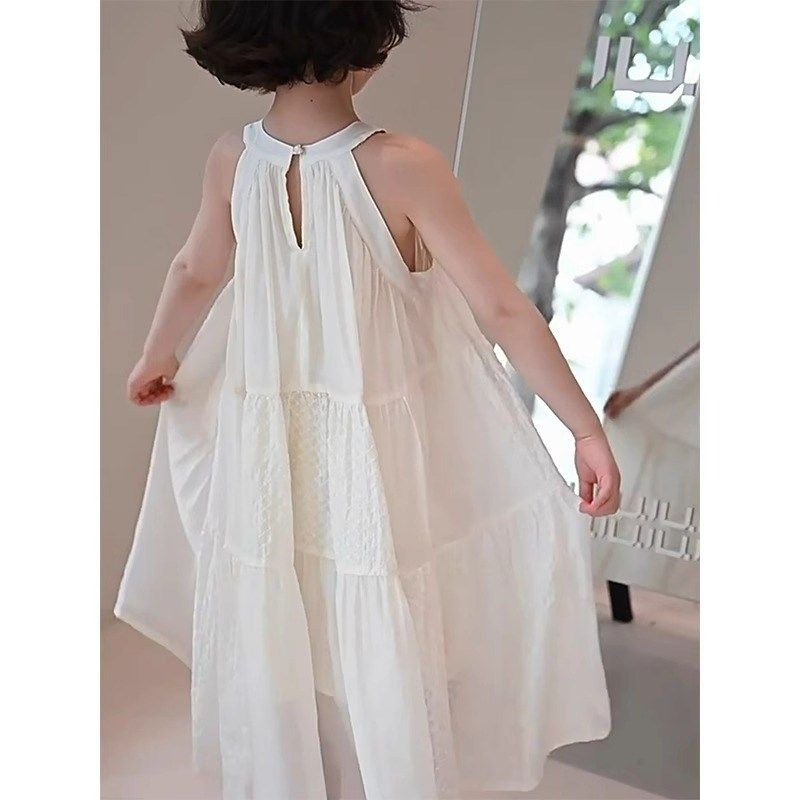 女童夏装连衣裙2024新款儿童无袖挂脖吊带裙子夏季女孩背心公主裙