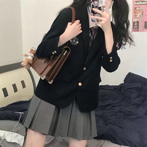 jk制服套装女学生三件套百褶裙学院风西装小个子盐系少女感穿搭秋