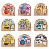 竹纤维儿童餐具分格餐盘套装 卡通可爱防摔幼儿园宝宝辅食碗叉勺子