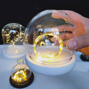 新款防脱玻璃灯罩小夜灯透明罩子发光玻璃罩应援棒展示盒摆件带灯