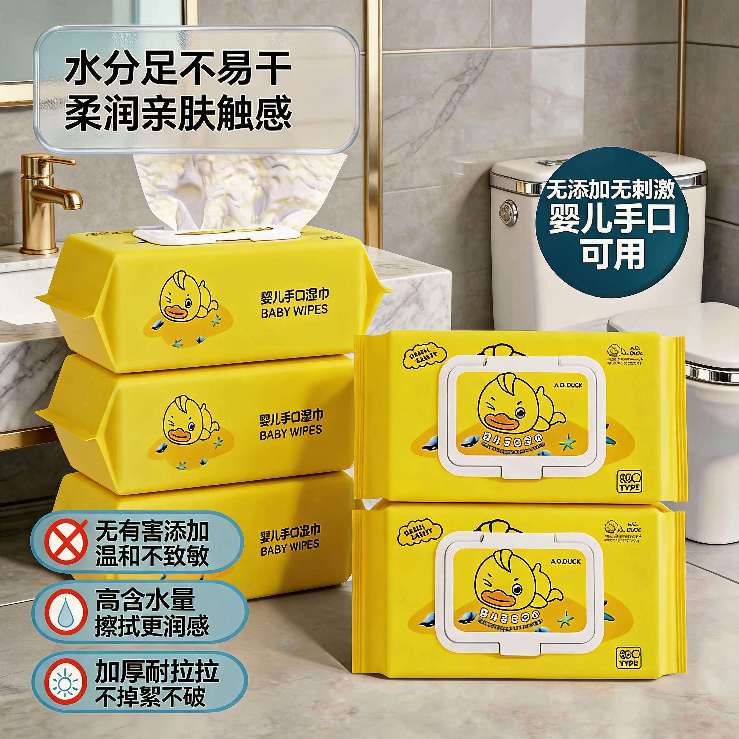 婴儿手口屁屁专用带盖湿巾小包图片