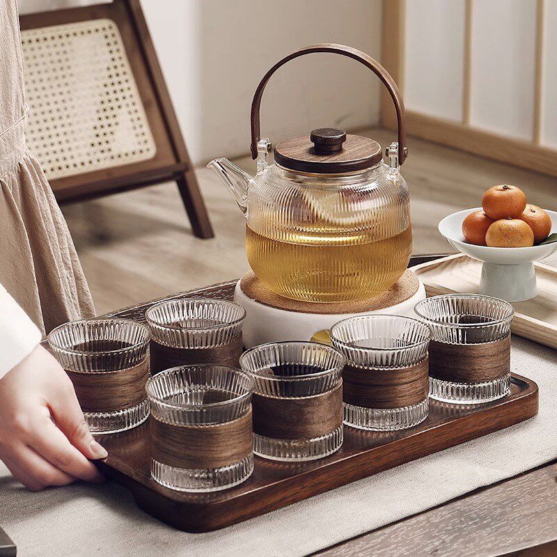 耐高温玻璃花茶壶茶杯套装煮水果茶蜡烛加热下午茶具美容院养生壶