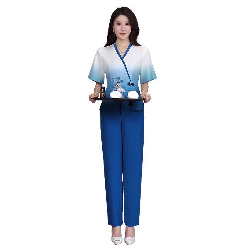 美容养生馆采耳技师工作服渐变高端足疗技师工作服女足浴技师工装