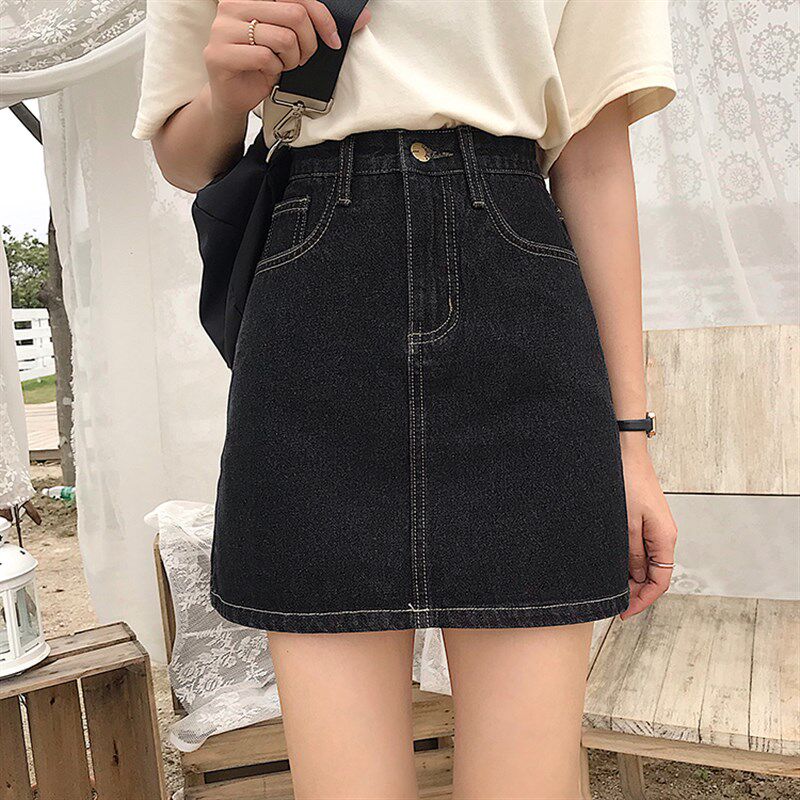 145小个子显高穿搭女150高腰百搭牛仔a字短裙包臀裙155半身裙XS码