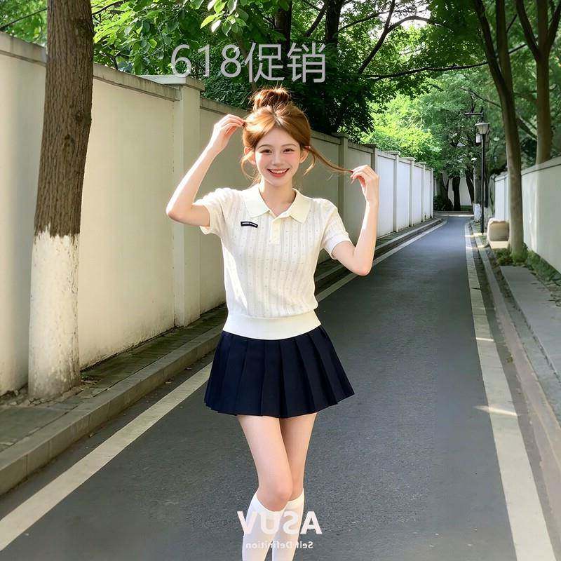 夏天巨好看的韩系穿搭一整套学院风连衣裙夏日绝美俏皮小个子套装