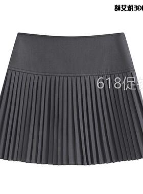 灰色高腰百褶裙女小个子2026春夏新款减龄百搭短裙显瘦a字半身裙