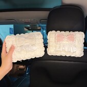 车载纸巾盒车用创意蝴蝶结抽纸盒高级感挂式 饰品女 扶手箱汽车内装