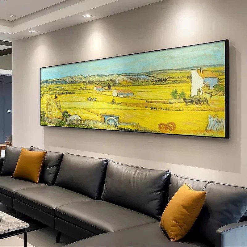 梵高大芬村纯手绘油画横版客厅沙发背景墙装饰画世界名画床头挂画,家居饰品,油画,淘宝优惠券,粉丝福利购,淘宝优惠卷