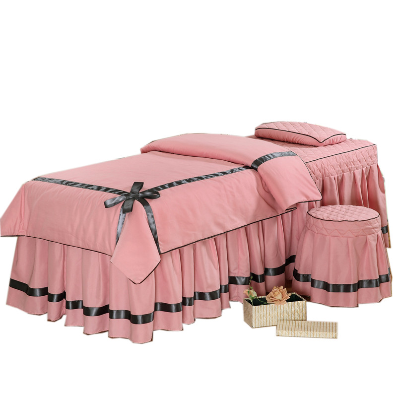 美容床罩四件套美体养生按摩院欧式高档简约纯色被套定制订做包邮