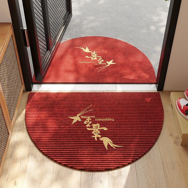 半圆红色入户门地垫高端刺绣家用玄关大门口防滑脚垫刮泥除尘地毯,居家布艺,入户地垫,淘宝优惠券,粉丝福利购,淘宝优惠卷