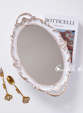 北欧轻奢复古镜面托盘家用放茶杯化妆品甜品展示盘首饰品拍照道具