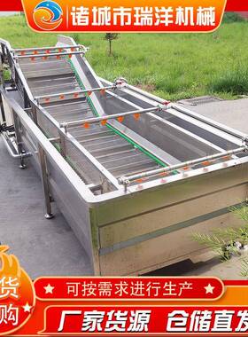 不锈钢二段喷淋清洗机水果蔬菜清洗机气泡翻浪喷淋清洗机线