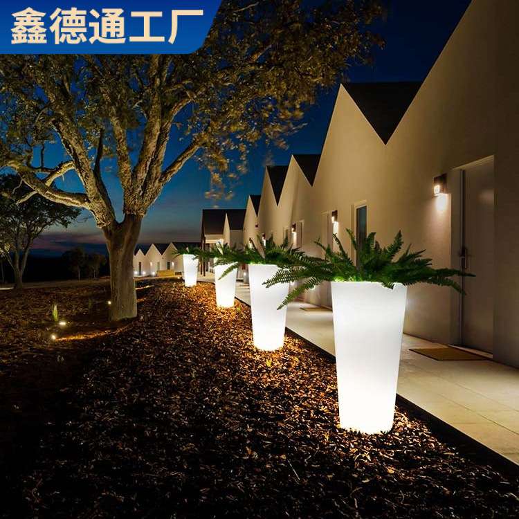 高脚花盆花坛造景太阳能装饰灯商场美陈led景观灯小区落地氛围灯