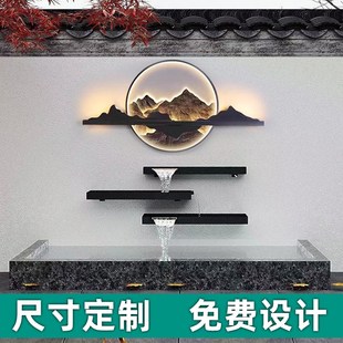 定制水幕墙流水槽不锈钢叠水瀑布庭院鱼池水景造景出水口造型灯