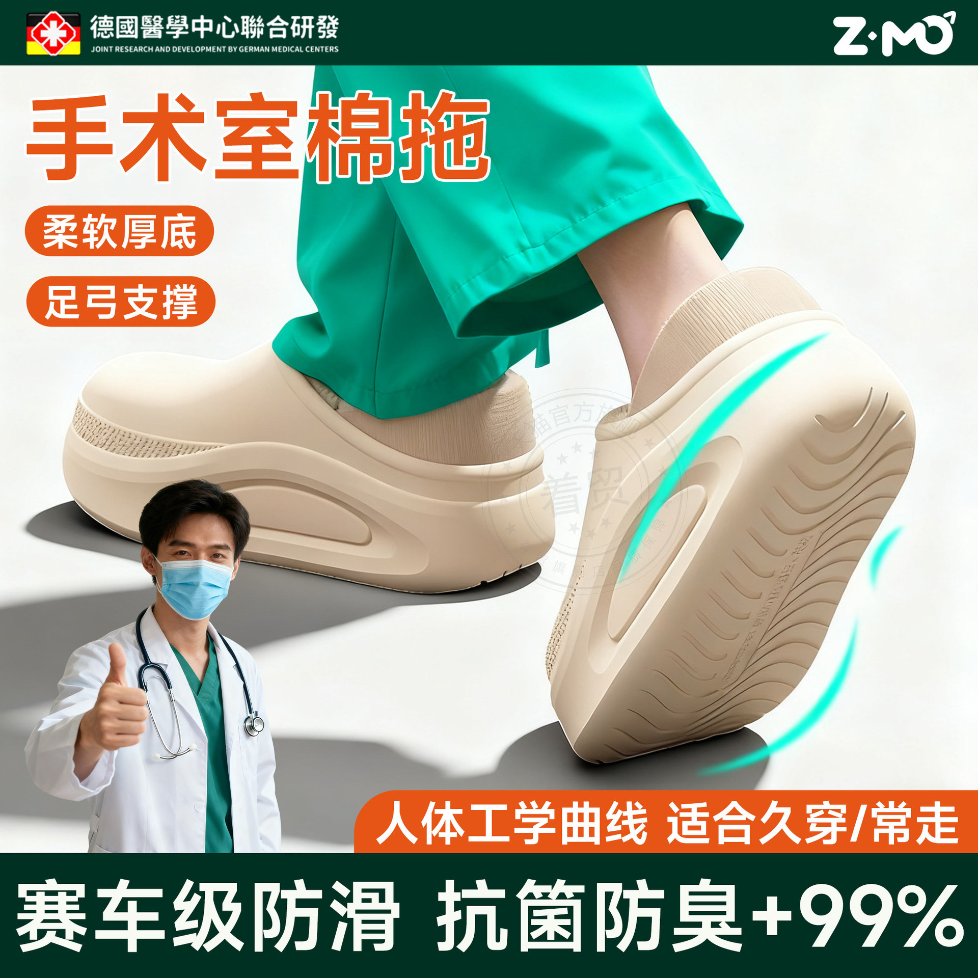 德国手术室棉拖鞋男款防水加绒保暖包跟防滑2025新女士冬外穿室内