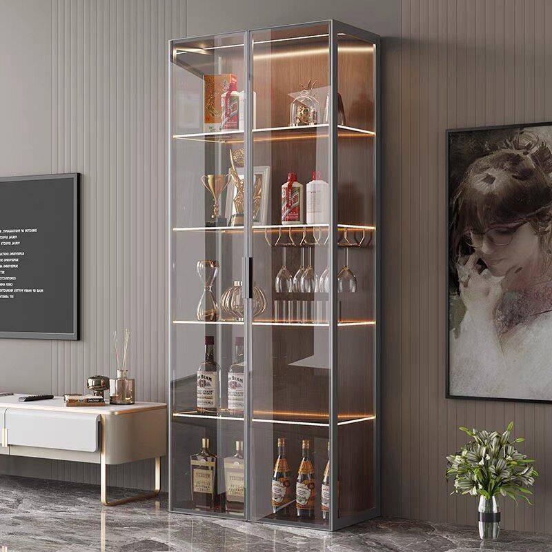 定制铝合金玻璃酒柜家用轻奢展示柜客厅带灯酒柜餐边柜乐高收纳柜