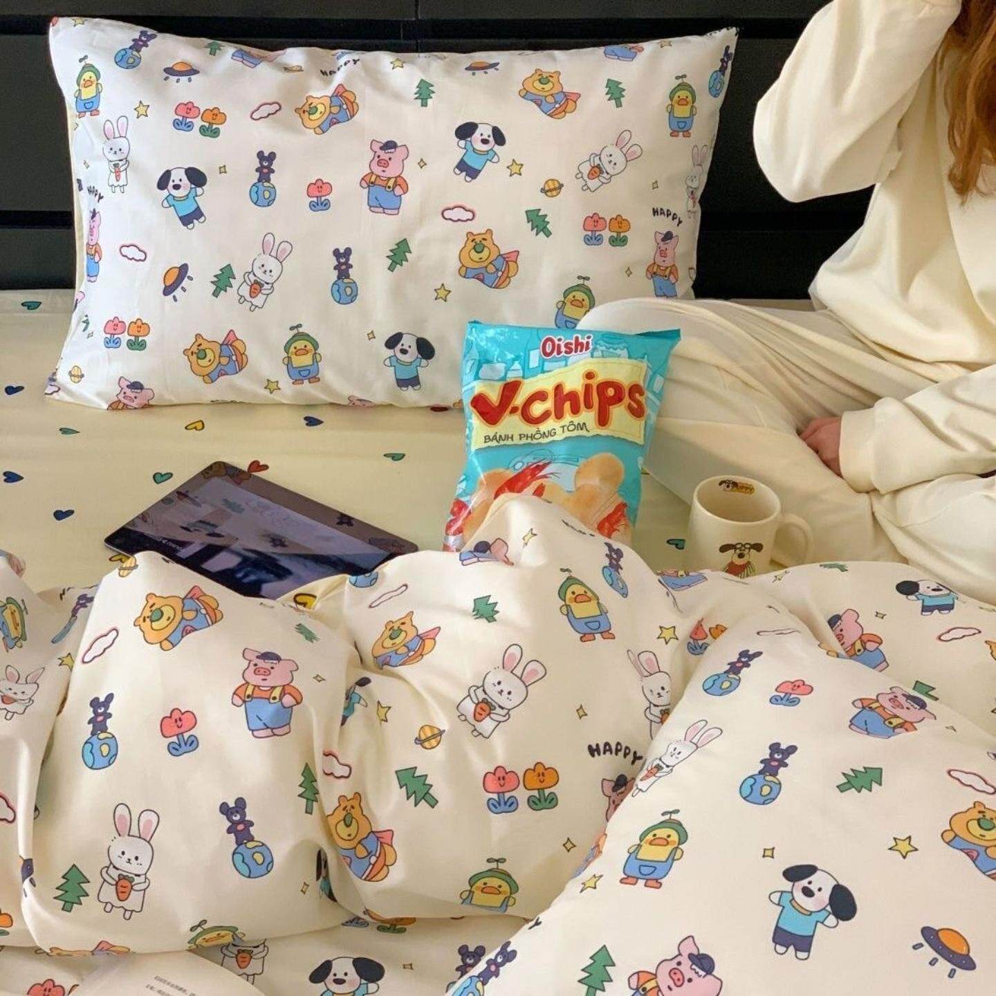 枕套一对装单人可爱耐脏新款地摊枕头套简约学生宿舍枕皮