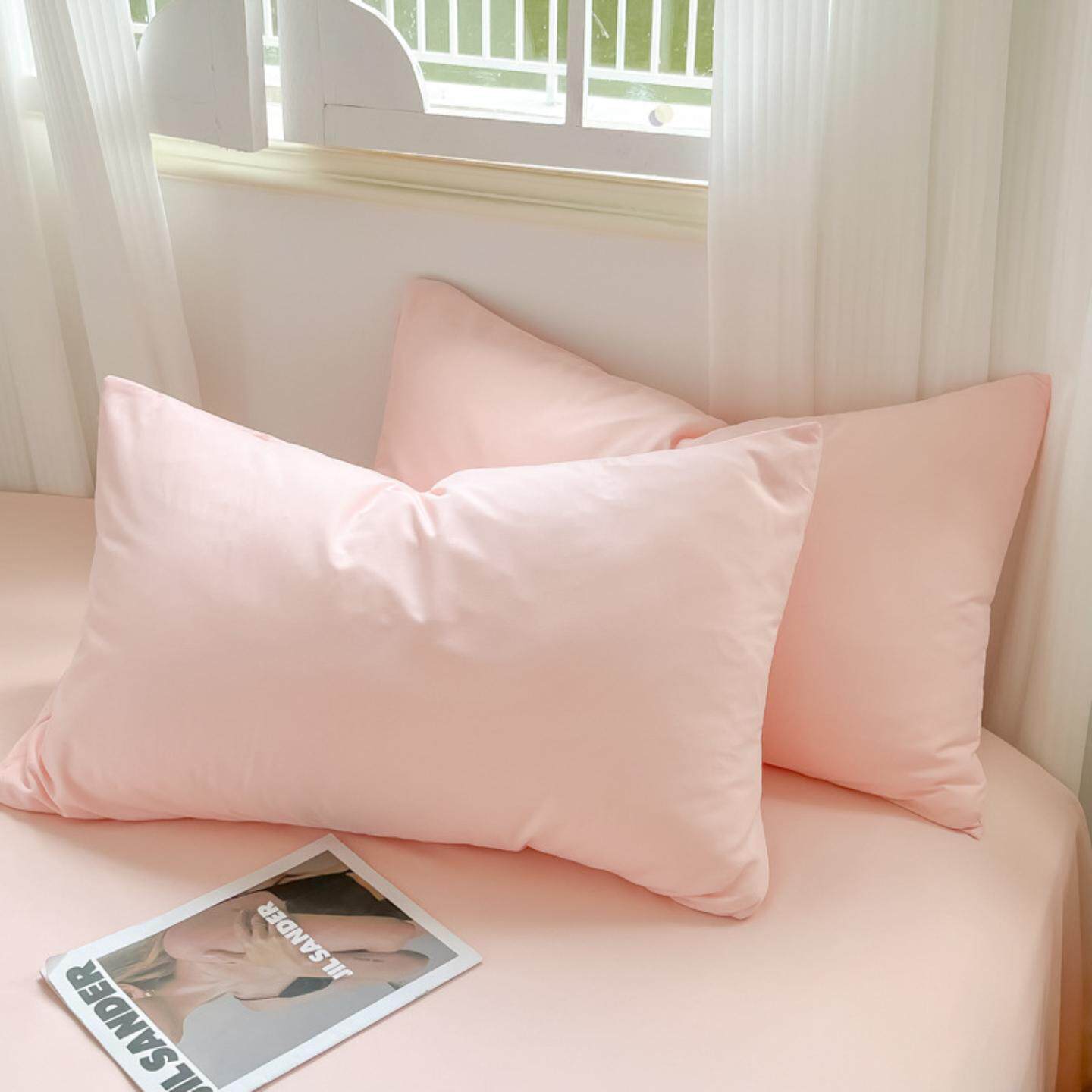 新款简约枕套加厚色水洗棉类一对装磨毛单人枕头套